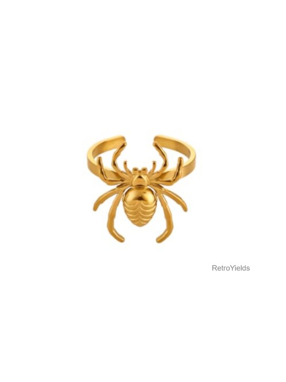 Spider Statement Ring Adjustable Stainless Steel 18K Golden Plated Punk